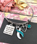 Teal & White Ribbon Bracelet - You Are More Loved Than You Could Possibly Know - Rock Your Cause Jewelry