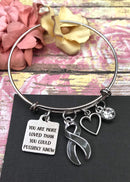 Grey (Gray) Ribbon Bracelet  - You are More Loved Than You Could Possibly Know - Rock Your Cause Jewelry