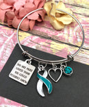 Teal & White Ribbon Bracelet - You Are More Loved Than You Could Possibly Know - Rock Your Cause Jewelry