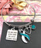 Teal & White Ribbon Bracelet - You Are More Loved Than You Could Possibly Know - Rock Your Cause Jewelry