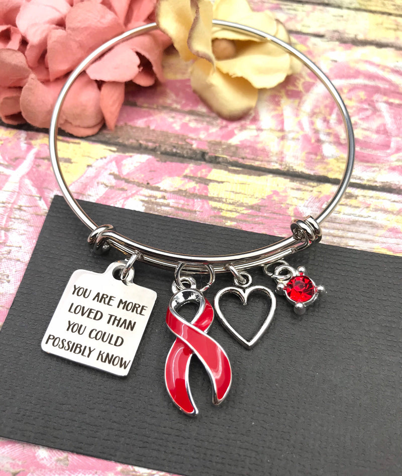 Red Ribbon Bracelet - You Are More Loved Than You Could Possibly Know - Rock Your Cause Jewelry
