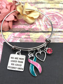 Pink & Teal (Previvor) Ribbon Bracelet - You Are More Loved Than You Could Possibly Know - Rock Your Cause Jewelry