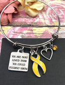 Yellow Ribbon Charm Bracelet - You Are More Loved Than You Could Possibly Know - Rock Your Cause Jewelry