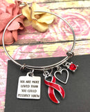 Red Ribbon Bracelet - You Are More Loved Than You Could Possibly Know - Rock Your Cause Jewelry