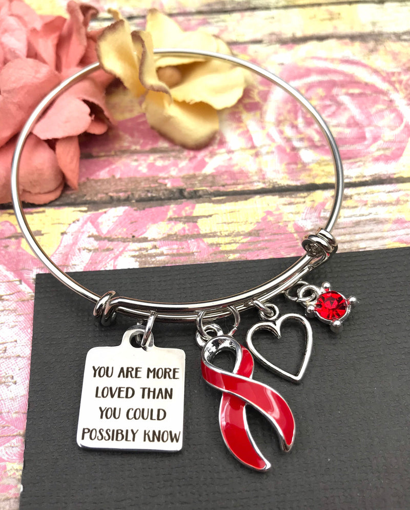 Red Ribbon Bracelet - You Are More Loved Than You Could Possibly Know - Rock Your Cause Jewelry