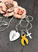 Gold Ribbon Faith Necklace / Encouragement Gift - Rock Your Cause Jewelry