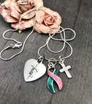 Pink & Teal Ribbon Faith Necklace - Rock Your Cause Jewelry
