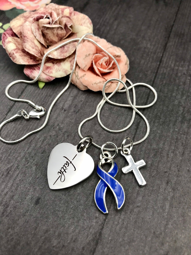 Periwinkle Ribbon Necklace -  Faith Necklace  / Encouragement Gift - Rock Your Cause Jewelry
