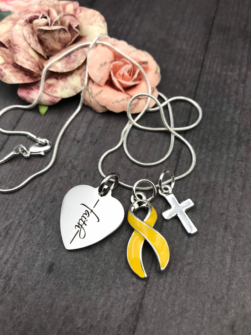 Yellow Ribbon Faith Necklace - Rock Your Cause Jewelry