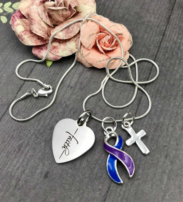 Blue & Purple Faith Necklace / Encouragement Gift - Rock Your Cause Jewelry