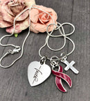 Burgundy Ribbon Necklace - Faith Necklace - Rock Your Cause Jewelry
