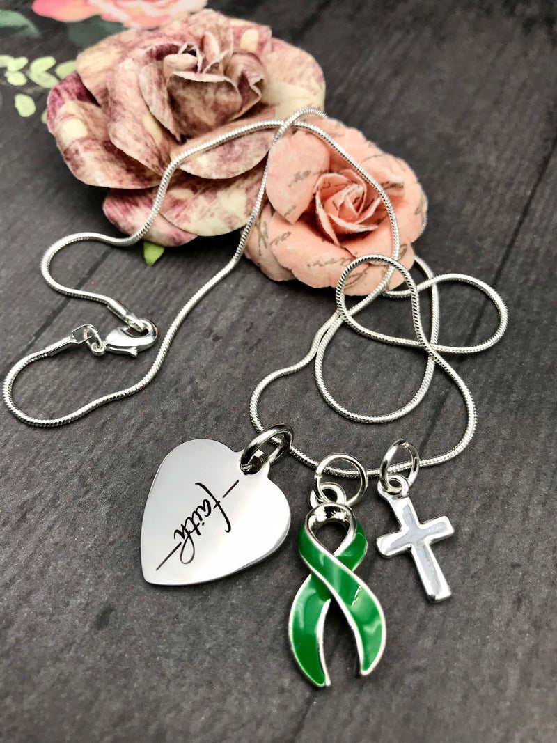 Green Ribbon Necklace Faith Necklace - Rock Your Cause Jewelry