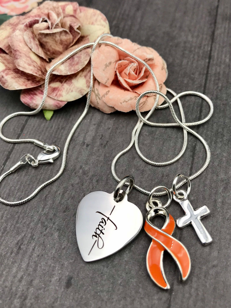 Orange Ribbon Faith Necklace - Rock Your Cause Jewelry