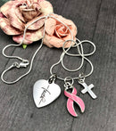 Pink Ribbon Faith Necklace / Breast Cancer Survivor - Rock Your Cause Jewelry