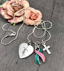 Pink & Teal Ribbon Faith Necklace - Rock Your Cause Jewelry