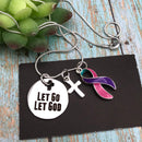 Pink Purple Teal (Thyroid) Cancer Ribbon - Let Go, Let God Necklace - Rock Your Cause Jewelry