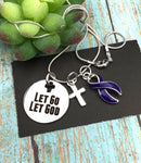 Violet Purple Ribbon Necklace - Let Go, Let God - Rock Your Cause Jewelry