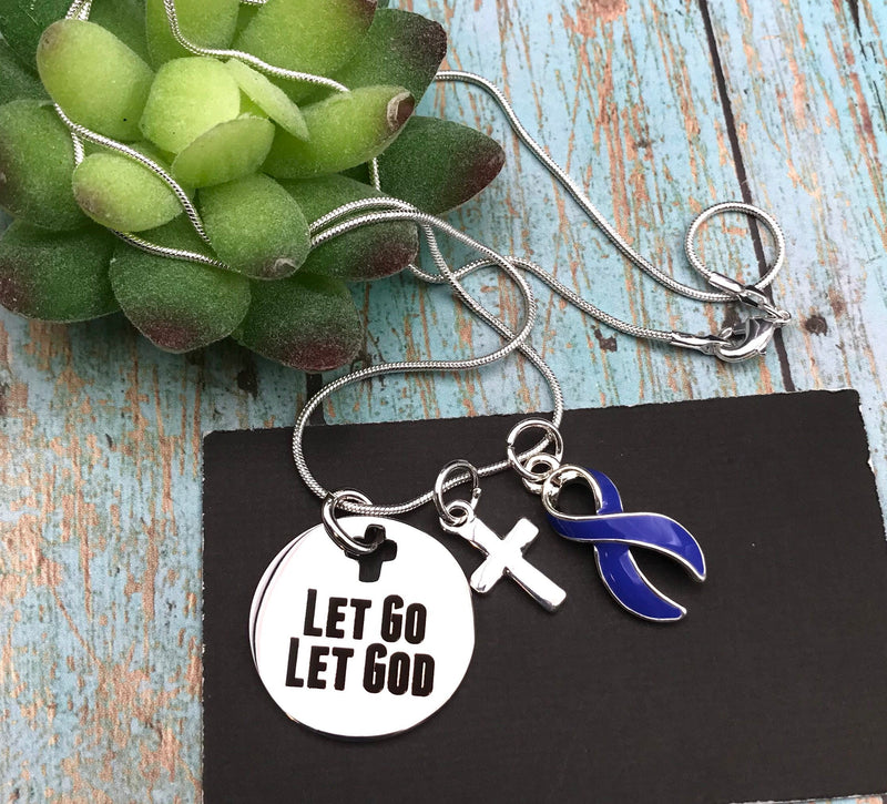 Periwinkle Ribbon Necklace - Let Go. Let God - Rock Your Cause Jewelry