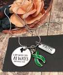 Green Ribbon Necklace - I Am With You Always - Matthew 28:20 - Rock Your Cause Jewelry