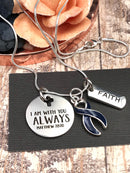 Dark Navy Blue Ribbon Necklace - I Am With You Always / Matthew 28:20 - Rock Your Cause Jewelry
