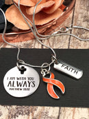 Orange Ribbon - I Am With You Always - Matthew 28:20 Charm Necklace - Rock Your Cause Jewelry