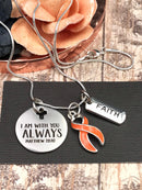 Orange Ribbon - I Am With You Always - Matthew 28:20 Charm Necklace - Rock Your Cause Jewelry