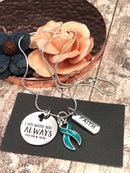 Teal Ribbon Necklace - I Am With You Always - Matthew 28:20 - Rock Your Cause Jewelry