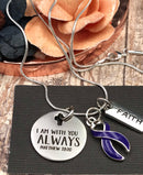 Violet Purple Ribbon Necklace - I Am With You Always - Matthew 28:20 - Rock Your Cause Jewelry