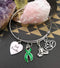 Green Ribbon Charm Bracelet - Just Breathe / Yogi, Meditation, Lotus - Rock Your Cause Jewelry