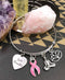 Pink Ribbon Charm Bracelet - Just Breathe / Meditation, Yogi, Lotus Gift - Rock Your Cause Jewelry