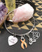 Peach Ribbon Charm Bracelet - Just Breathe - Meditation Bracelet - Rock Your Cause Jewelry