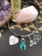 Teal Ribbon Charm Bracelet - Just Breathe / Meditation Gift - Rock Your Cause Jewelry