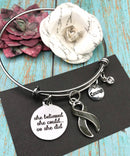 Gray (Grey) Ribbon Charm Bracelet - She Believed She Could So She Did - Rock Your Cause Jewelry