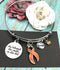 Orange Ribbon Charm Bracelet - She Believed She Could So She Did - Rock Your Cause Jewelry
