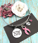Pink Ribbon Charm Bracelet - She Believed She Could, So She Did - Rock Your Cause Jewelry