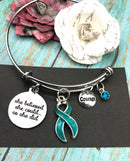 Teal Ribbon Charm Bracelet - She Believed She Could So She Did - Rock Your Cause Jewelry