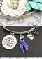 Blue & Purple Ribbon -Though She Be but Little, She is Fierce Charm Bracelet - Rock Your Cause Jewelry