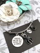 Black Ribbon -  Though She Be But Little, She is Fierce Charm Bracelet - Rock Your Cause Jewelry