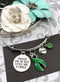Green Ribbon Charm Bracelet - Though She Be But Little, She is Fierce Gift - Rock Your Cause Jewelry