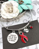 Red Ribbon Charm Bracelet - Though She Be But Little, She Is Fierce - Rock Your Cause Jewelry