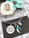 Teal & White Ribbon Charm Bracelet - Though She Be But Little She Is Fierce - Rock Your Cause Jewelry