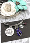 Violet Dark Purple Ribbon Charm Bracelet - Though She Be But Little She Is Fierce - Rock Your Cause Jewelry