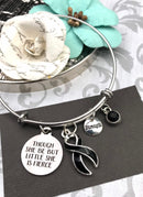 Black Ribbon -  Though She Be But Little, She is Fierce Charm Bracelet - Rock Your Cause Jewelry