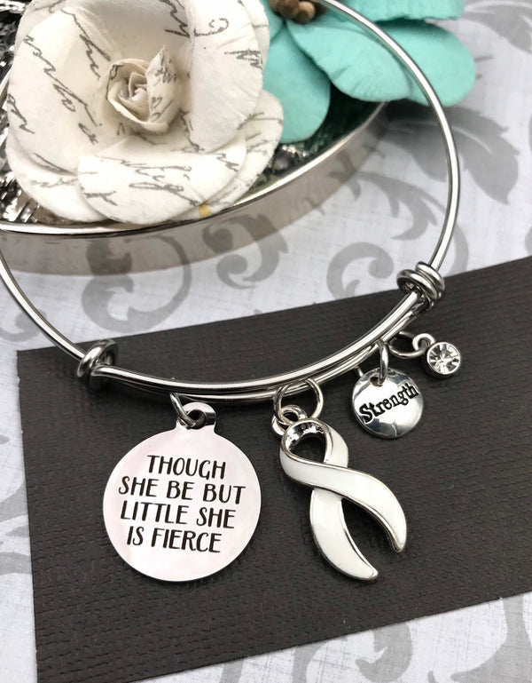 White Ribbon Bracelet - Though She Be But Little, She Is Fierce - Rock Your Cause Jewelry