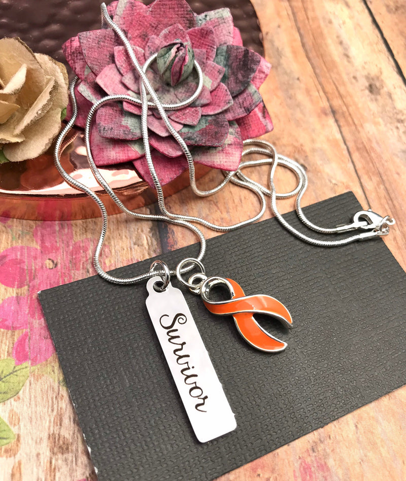 Orange Ribbon Survivor Necklace - Rock Your Cause Jewelry