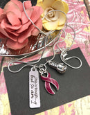 Burgundy Ribbon Necklace - This is Tough...But so am I - Rock Your Cause Jewelry