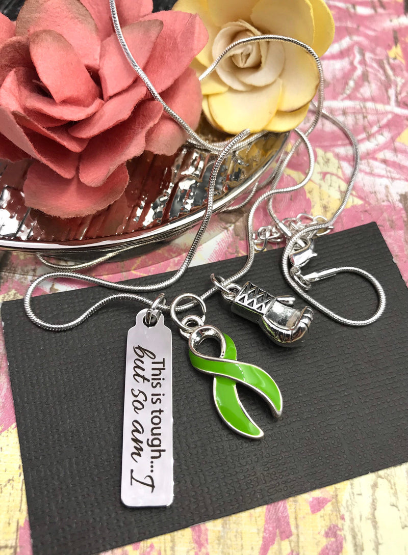 Lime Green Ribbon Necklace - This is Tough...But So Am I - Rock Your Cause Jewelry