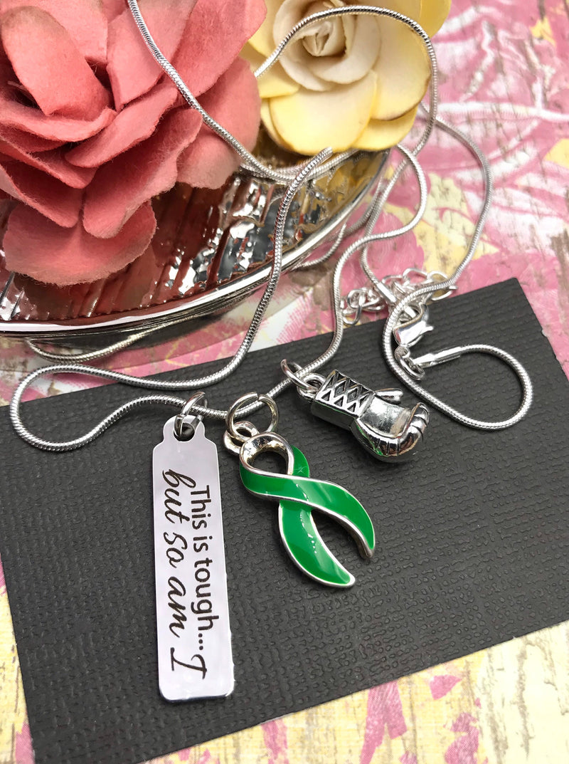 Green Ribbon Necklace - This is Tough...But So Am I - Rock Your Cause Jewelry
