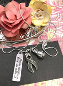 Gray (Grey) Ribbon Necklace - This is Tough ... But so Am I - Rock Your Cause Jewelry