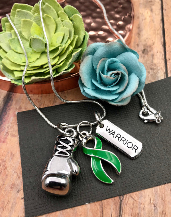 Green Ribbon Boxing Glove Necklace - Rock Your Cause Jewelry
